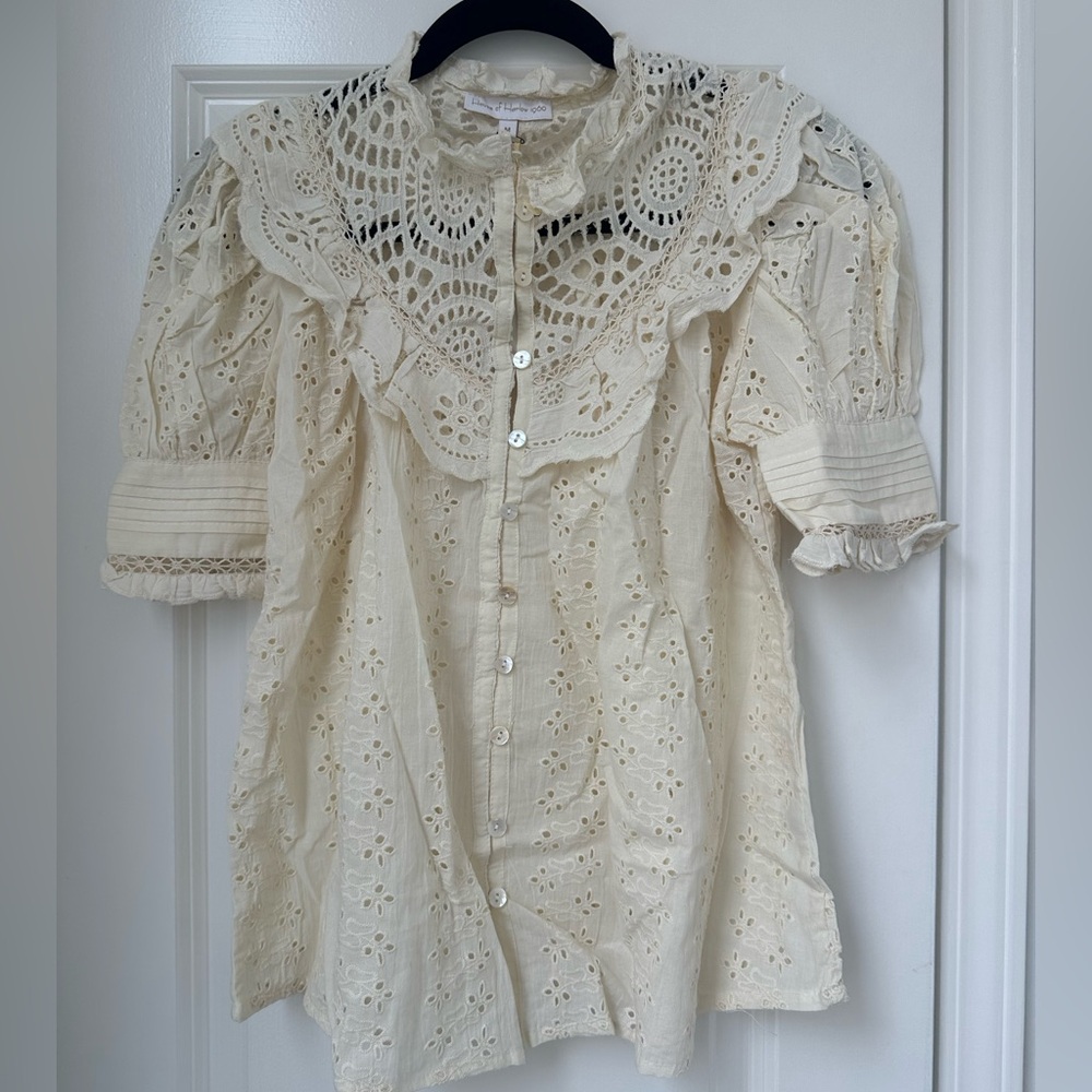 House Of Harlow 1960 Eyelet Ruffle Blouse